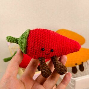 Handmade Amigurumi Crochet Small Red Chili Plushie